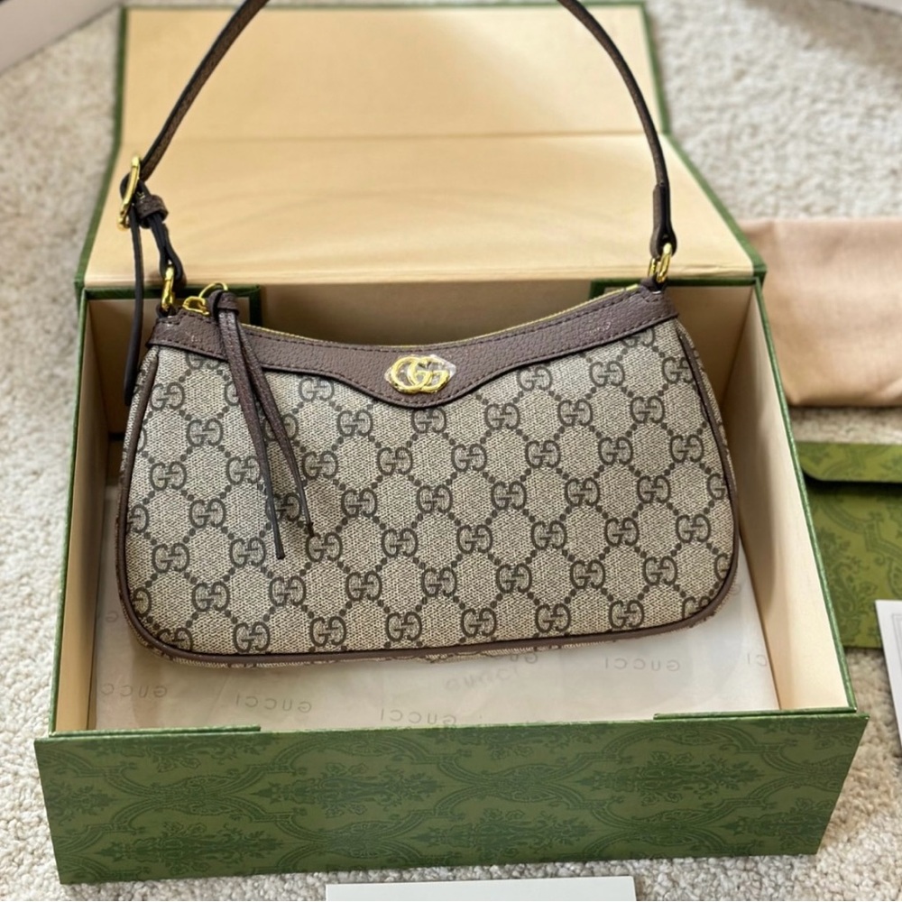 Gucci Beige and Brown GG Shoulder Bag